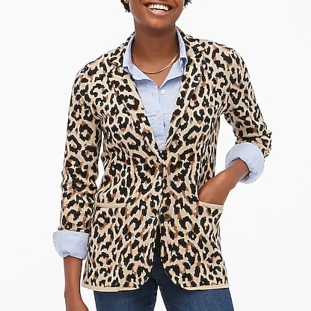 NWT J. Crew leopard print sweater blazer XXS
